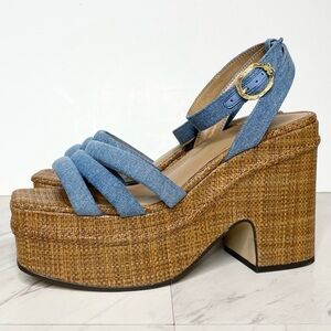 Sam Edelman Tibby Square Toe Platform Heeled Sandal 10 1/2 M